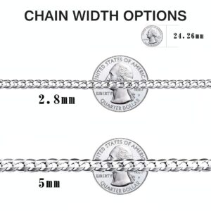 ChicSilver Cuban Link Chain for Men Cuban Chain 925 Sterling Silver Choker Necklace for Women Thin Curb Chain 3mm 14 inch Short Choker