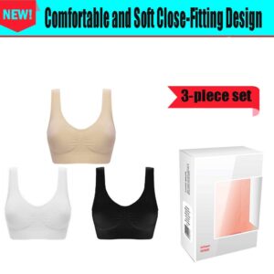 SAISYART Sports Bras for Women,Seamless Comfortable Yoga Bra Ladies Close-Fitting Bra with Removable Pads 3 Pack(X-Large)