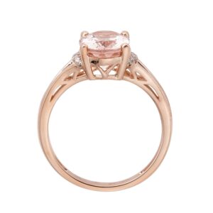 Gin & Grace 10K Rose Gold Natural Diamond (I1,I2) & Genuine Morganite Engagement Promise Propose Promise Ring for Women