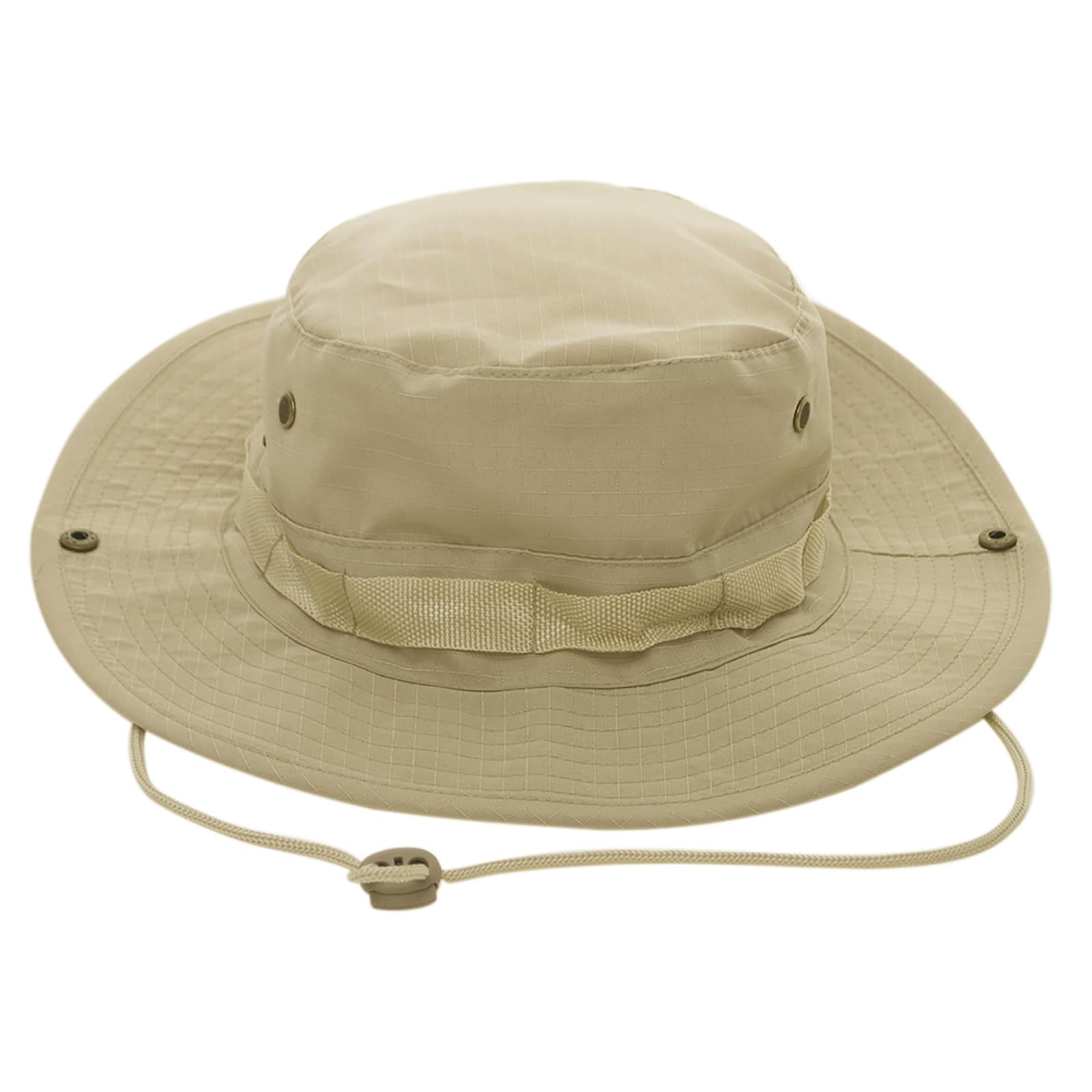 TopTie Wide Brim Bucket Boonie Hat Summer Outdoor Fishing Sun Cap with Chin Strap-Khaki