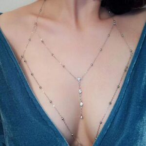 blindery sexy body chain rhinestone silver chain bra layered body jewelry crystal waist chain beaded body accessory for women