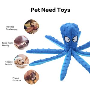 CPYOSN Dog Squeaky Toys Octopus - No Stuffing Crinkle Plush Dog Toys for Puppy Teething, Durable Interactive Chew Toys for Small, Medium and Large Dogs Training and Reduce Boredom, 2 Pack