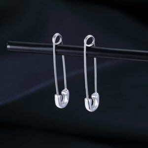 Reffeer 925 Sterling Silver Hoop Earrings Cute paper clip earrings Pin Cartilage earrings For Women (Silver)