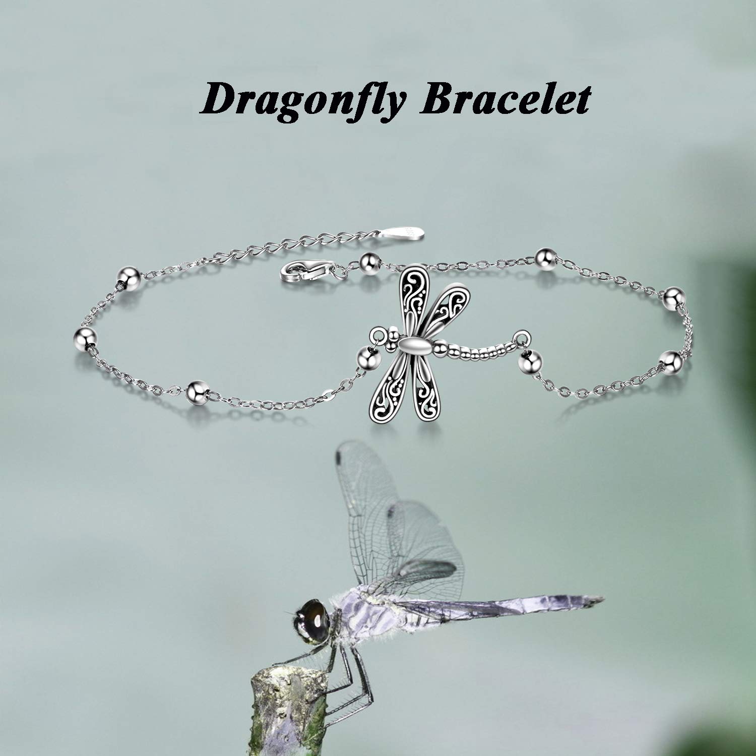 ONEFINITY Dragonfly Bracelet Sterling Silver Dragonfly Bracelet Dragonfly Jewelry for Women Gifts