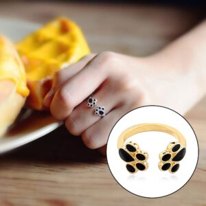 SEniutarm Engagement Love Rings Wedding Bands Fashion Cute Women Pet Cat Dog Puppy Paw Print Opening Finger Ring Jewelry Gift for Women/Girl Finger Rings DIY Jewelry Gifts - Silver