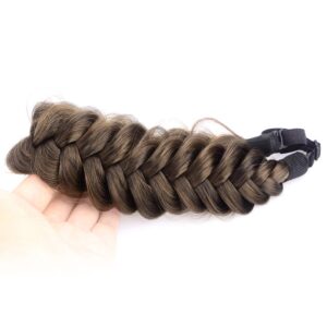 DIGUAN Messy Wide 2 Strands Synthetic Hair Braided Headband Hairpiece Women Girl Beauty accessory, 62g/2.1 oz (Dark Brown)