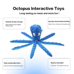 CPYOSN Dog Squeaky Toys Octopus - No Stuffing Crinkle Plush Dog Toys for Puppy Teething, Durable Interactive Chew Toys for Small, Medium and Large Dogs Training and Reduce Boredom, 2 Pack