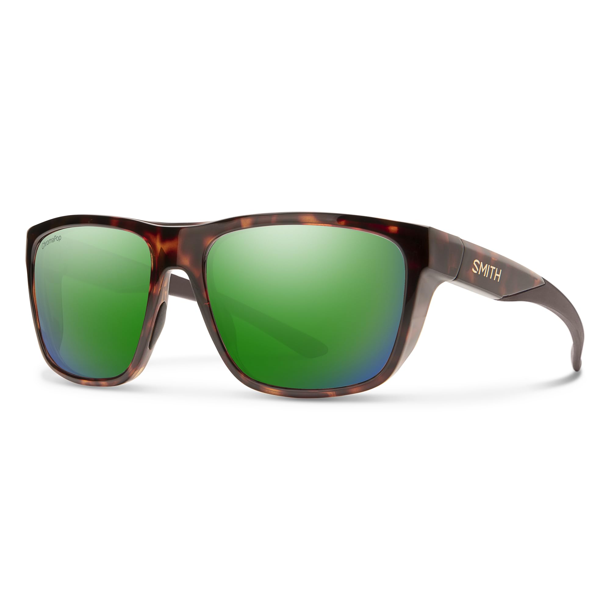 SMITH Barra Sunglasses – Performance Sports Active Sunglasses for Watersports, Fishing & More – For Men & Women – Tortoise + Green ChromaPop Polarized Mirror Lenses