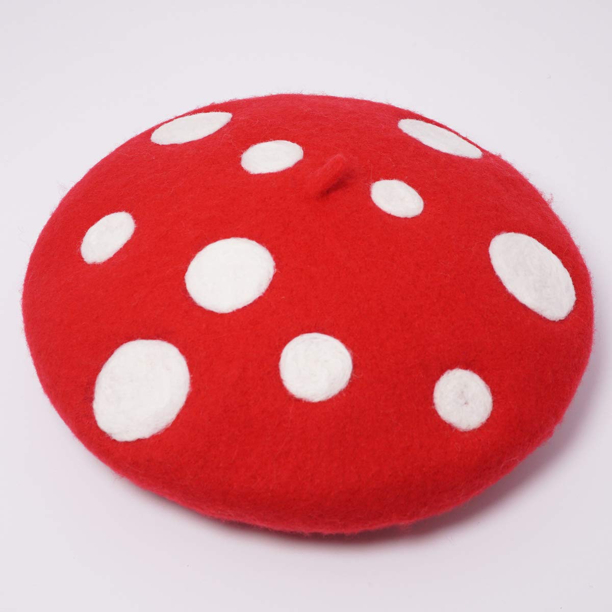 Mushroom Beret Women's Cute Lolita Kawaii Plant Cosplay Cap Vintage Painter Hat Sweet Girl Decor (red)