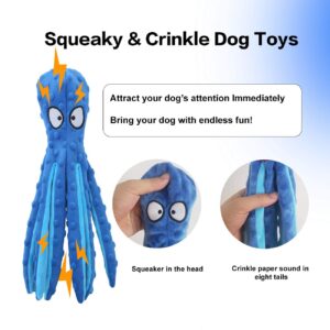 CPYOSN Dog Squeaky Toys Octopus - No Stuffing Crinkle Plush Dog Toys for Puppy Teething, Durable Interactive Chew Toys for Small, Medium and Large Dogs Training and Reduce Boredom, 2 Pack