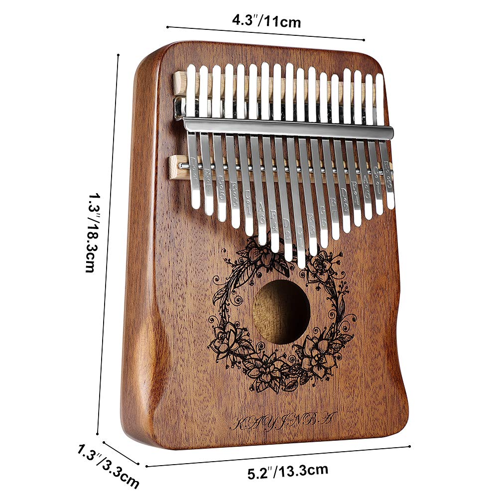 Kalimba-17 Key Thumb Piano,Exquisite Mahogany Wood Portable Kalimba,Tune Hammer and Study Instruction,Musical Gifts for Music lovers Adults Kids(Classic Brown)