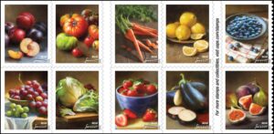 fruit and vegetables postage stamps booklet of 20