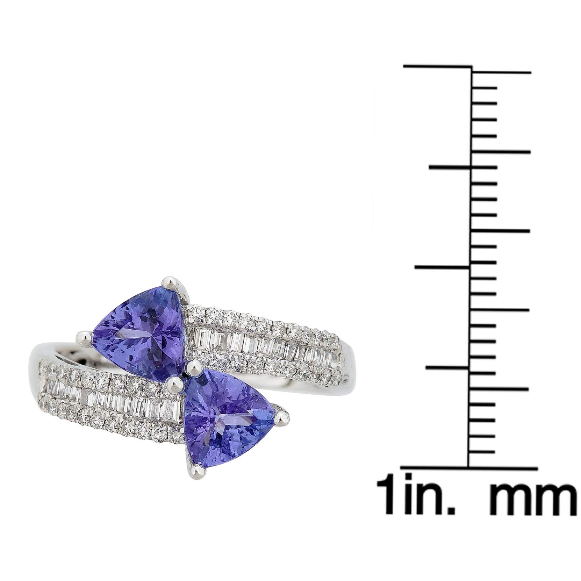 Gin & Grace 10K White Gold Genuine Tanzanite Ring with Diamonds for women | Ethically, authentically & organically sourced (Trillion-cut) shaped Tanzanite hand-crafted jewelry for her