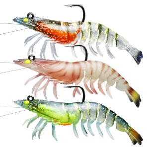 truscend pre-rigged fishing jigs, 1:50 super durable tpe bass fishing lures, well-made lifelike soft shrimp swimbait, weedless marshswamp fishing lure for trout crappie walleye, keep separately!