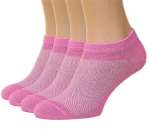 duna premium womens socks, ultra thin breathable cotton socks for women, athletic running low cut no show ankle socks - 4 pairs, pink