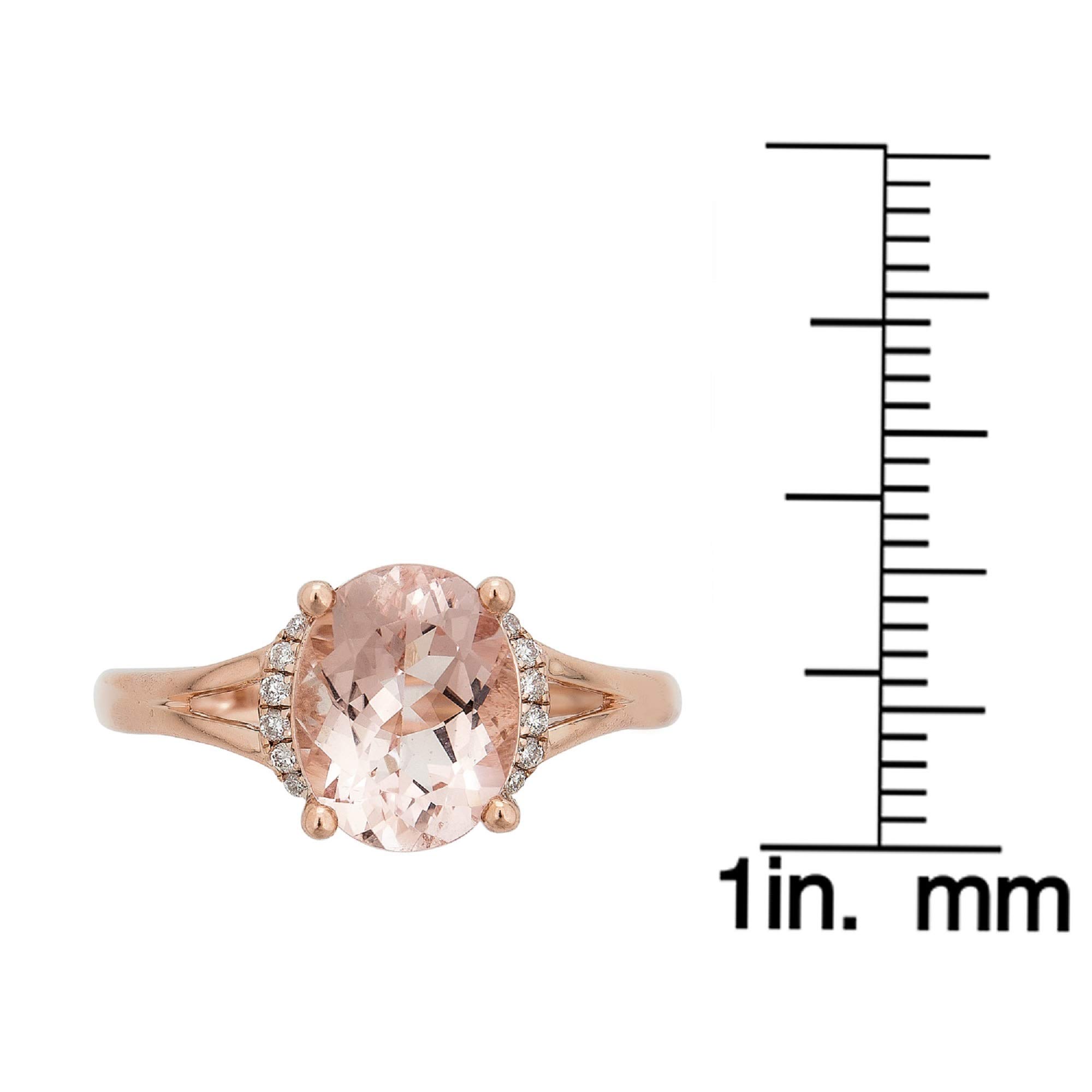 Gin & Grace 10K Rose Gold Natural Diamond (I1,I2) & Genuine Morganite Engagement Promise Propose Promise Ring for Women