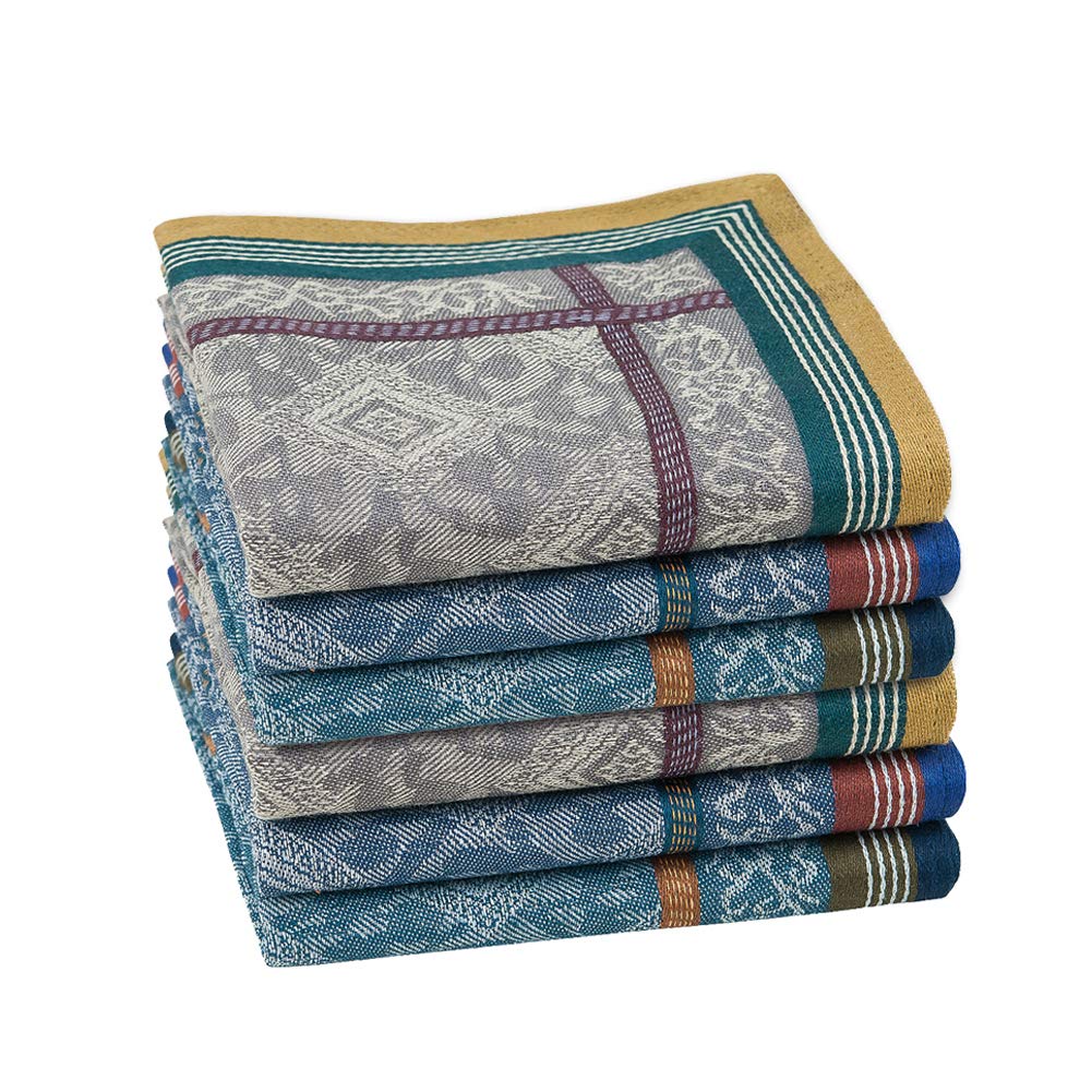 HOULIFE Hankerchieves Men, Cotton Men’s Handkerchiefs, Soft Cotton Hankies (Mixed-6 PCS)