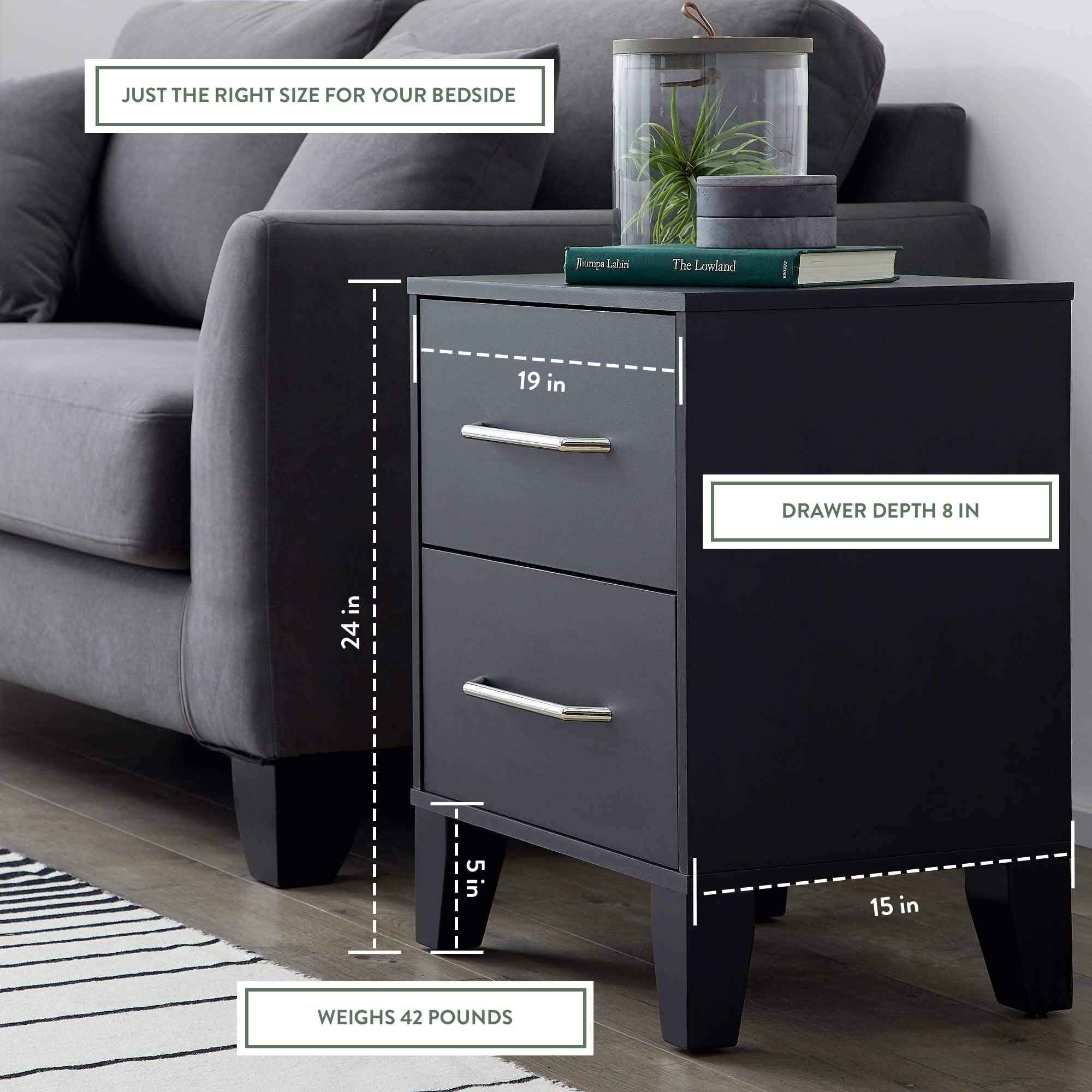 Edenbrook Bedroom-Two Drawer-Modern Design-Easy Assembly, Black Dresser