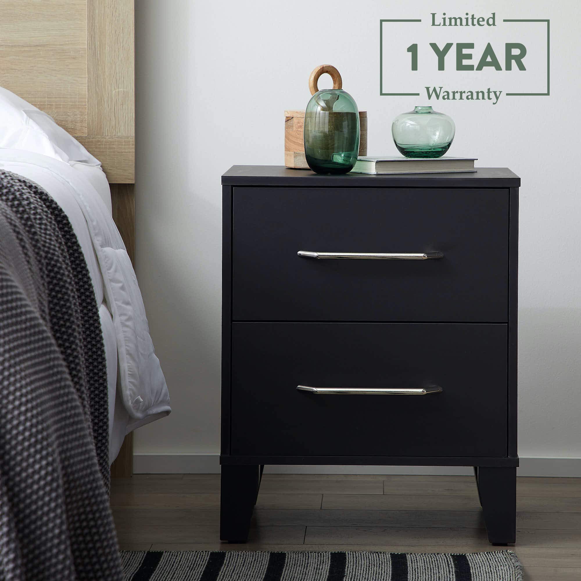 Edenbrook Bedroom-Two Drawer-Modern Design-Easy Assembly, Black Dresser