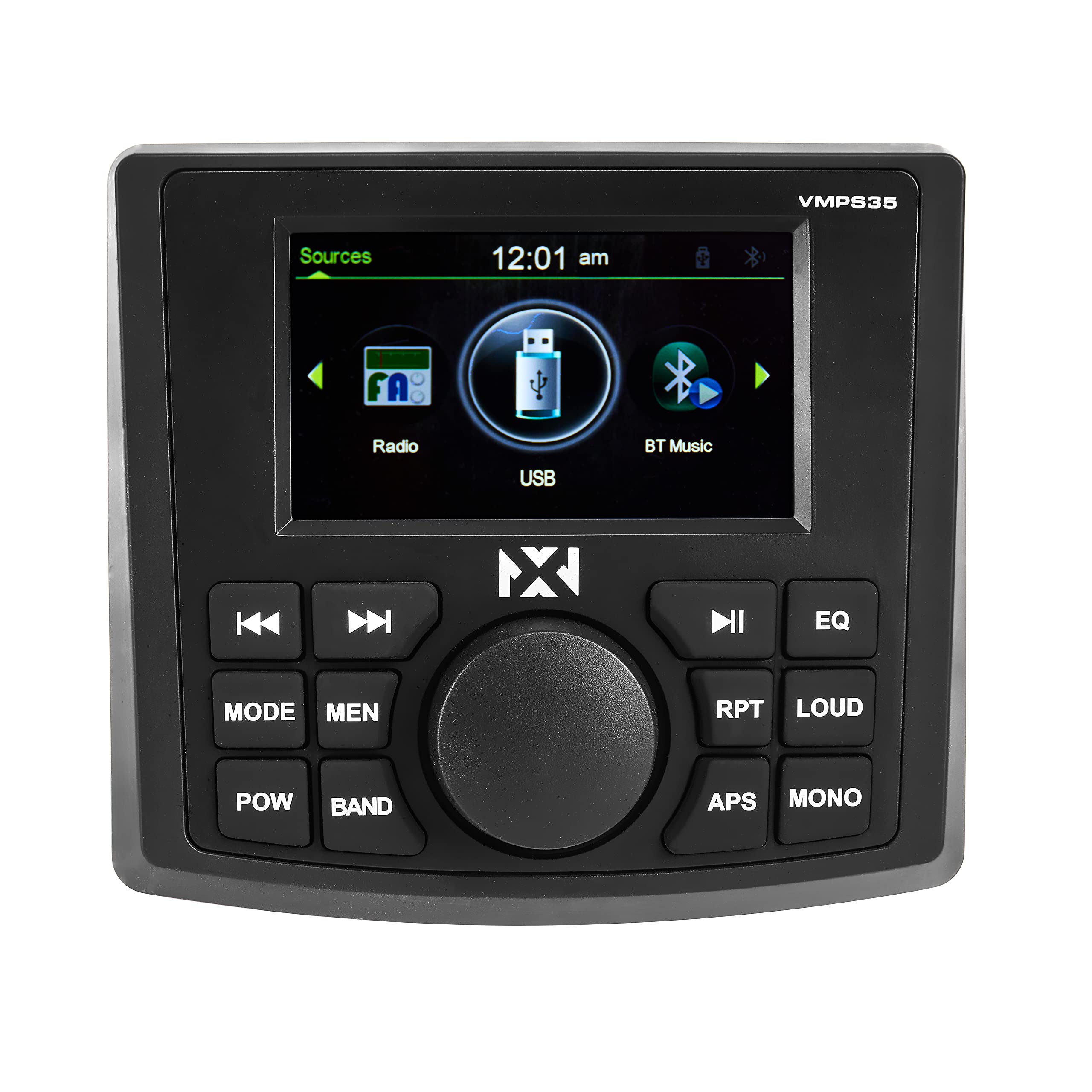 NVX VMPS35 Gauge Style Marine Stereo with Bluetooth and a 3" Ultra Bright Full-Color TFT Display - Perfect for Boats, UTVs, & ATVs