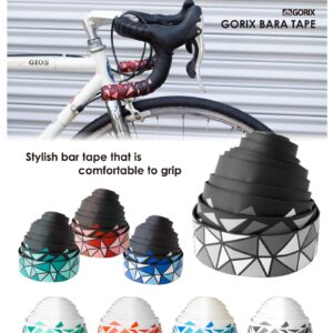 GORIX Bar Tape Handlebar Grip Wrap+2 Bar Plug Rose Pattern Road Mountain Bicycle Cycling (GX-BARA(Global Edition)) (Black×Red)