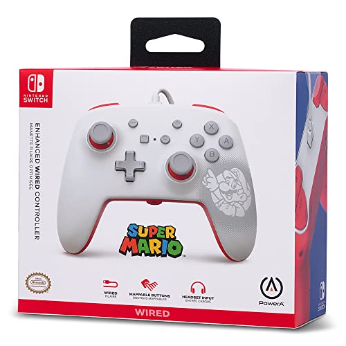 PowerA Enhanced Wired Controller for Nintendo Switch - Mario White