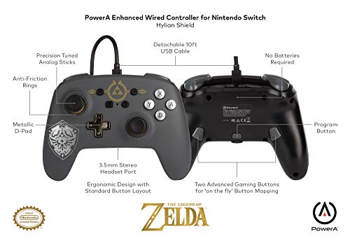 PowerA Enhanced Wired Controller for Nintendo Switch - Hylian Shield