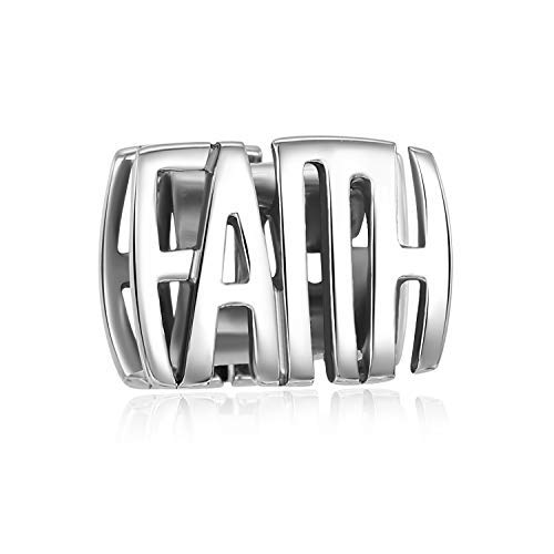 Faith Charms 925 Sterling Silver Beads fits Pandora Charms Bracelets Necklace (Faith Charms)