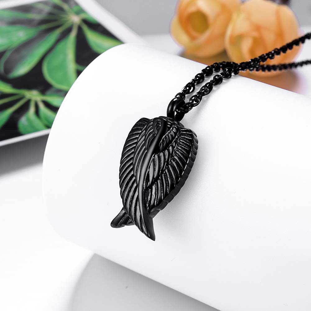 Angel Wing Cremation Necklace for Ashes Stainless Steel Urn Pendant Ashes Holder Memorial Jewelry