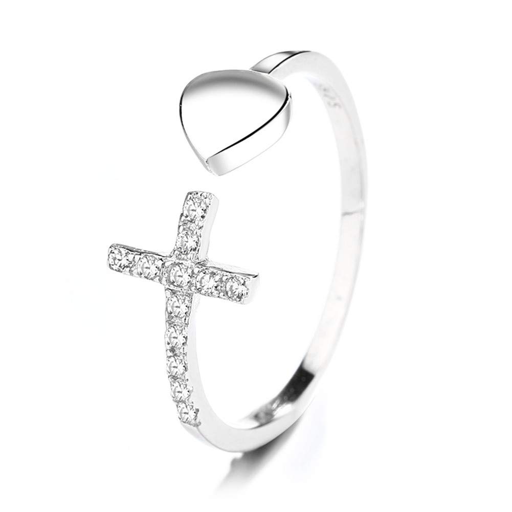 CANNER Cross Love Ring Sterling Silver, Gifts for Teen Girls, Adjustable Jewelry for Women