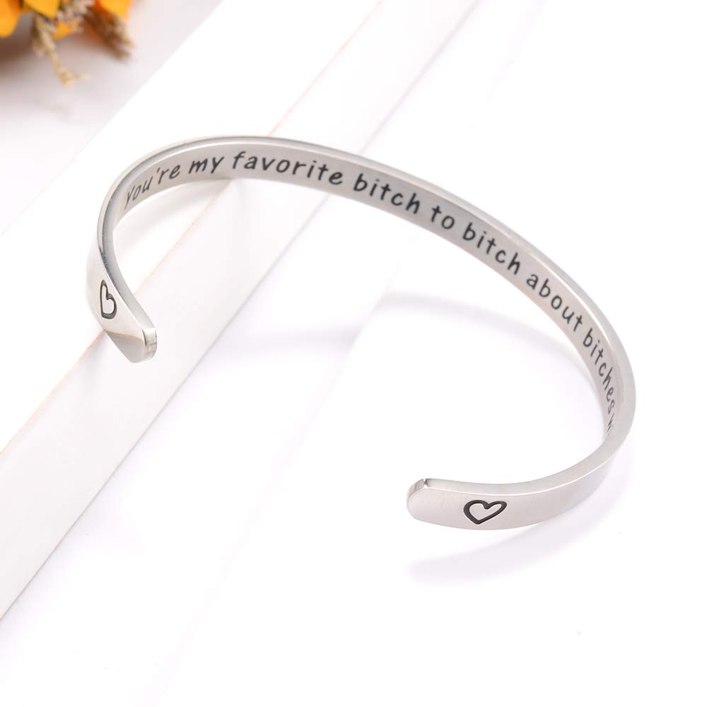 VGWON You're My Favorite B to B about B with Friendship Bracelets Sister Gift Ideas Best Friend Bracelet for Women BFF Gifts Silver