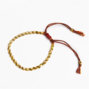 N/Q 3 Pcs Handmade Tibetan Copper Beads Bracelet for Women Men Adjustable Colorful Braided Cotton Lucky Amulet Rope Beaded Bracelet Fashion Unisex Jewelry -A rainbow