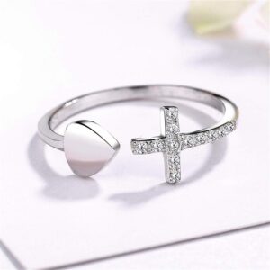 CANNER Cross Love Ring Sterling Silver, Gifts for Teen Girls, Adjustable Jewelry for Women