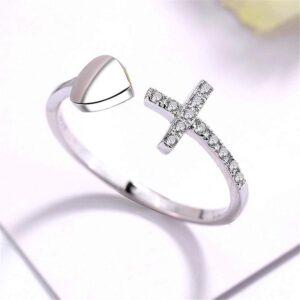 CANNER Cross Love Ring Sterling Silver, Gifts for Teen Girls, Adjustable Jewelry for Women