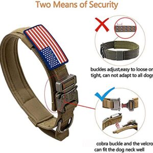 Tactical Dog Collar with USA American Flag - Military Dog Collar Thick with Handle - Heavy Duty Nylon K9 Adjustable Metal Buckle for Medium Large Dogs M L XL Chew Proof with 2 Patches Black