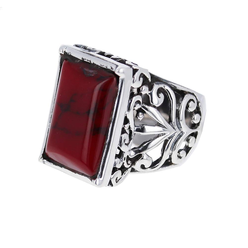 Mayas Gems Red Jasper Large Filigree Ring (6)