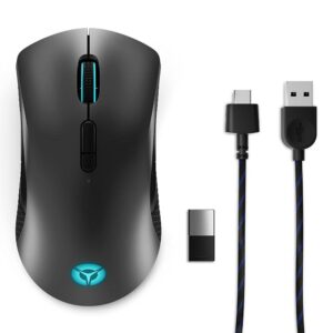 lenovo legion m600 rgb wireless gaming mouse – 16,000 dpi, 9 programmable buttons, 200-hour battery life, 50-million clicks durability – ambidextrous computer mouse (black)