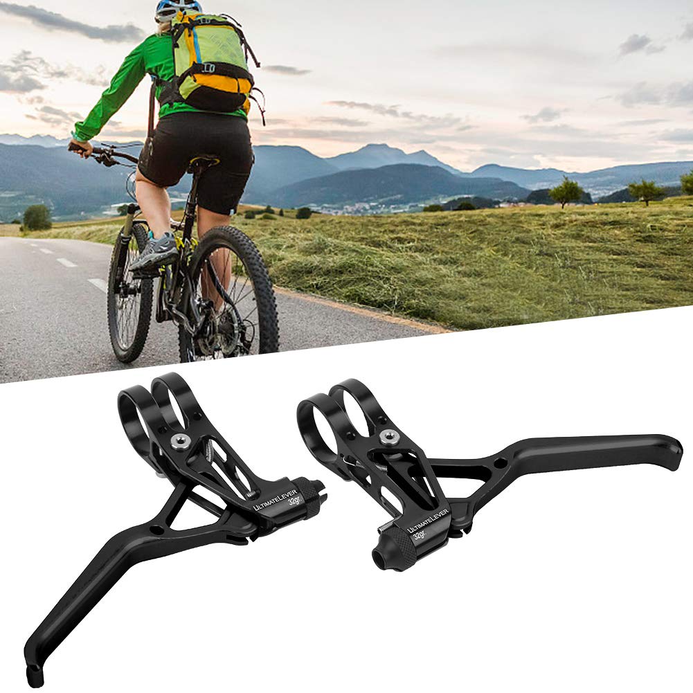 VGEBY 1 Pair Bike Brake Lever, Adjustable Crossing Brake Lever Set Mountain Bike Brake Handlebar Braking Lever Handle(All Black) and Spare Supplies and Spare Parts