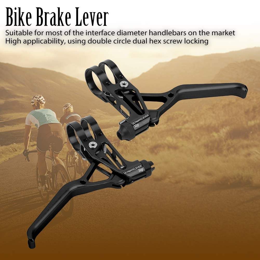 VGEBY 1 Pair Bike Brake Lever, Adjustable Crossing Brake Lever Set Mountain Bike Brake Handlebar Braking Lever Handle(All Black) and Spare Supplies and Spare Parts