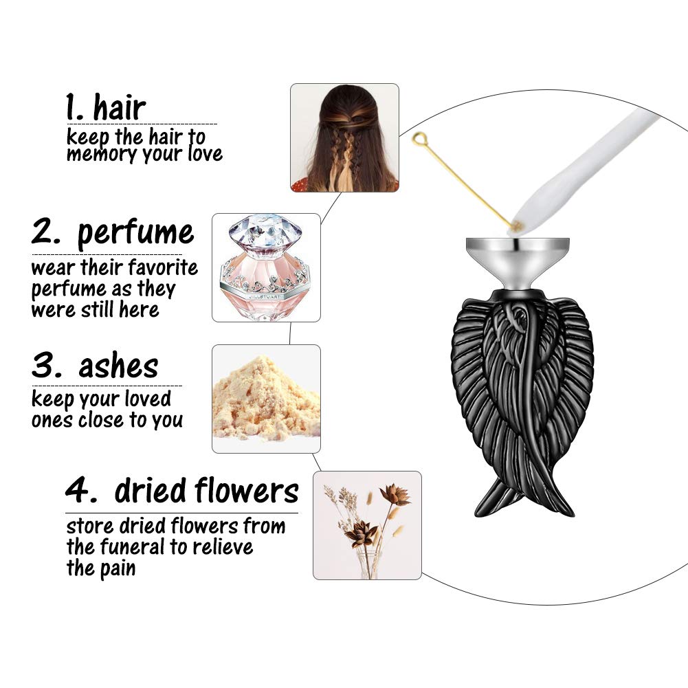 Angel Wing Cremation Necklace for Ashes Stainless Steel Urn Pendant Ashes Holder Memorial Jewelry