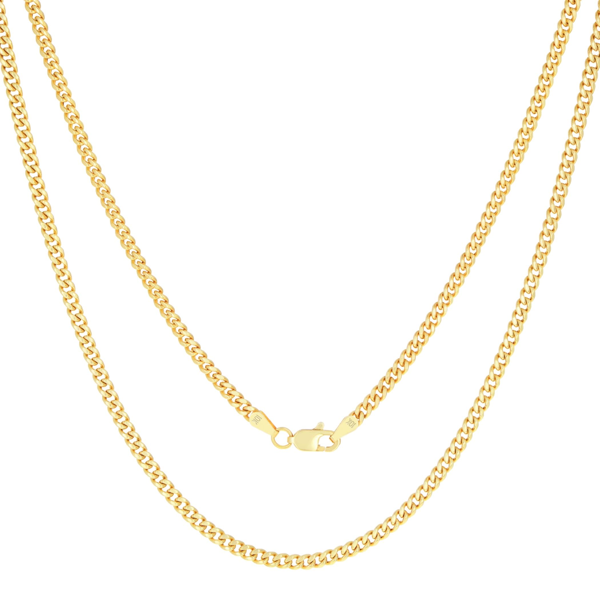 Nuragold 10k Yellow Gold 3mm Miami Cuban Link Chain Pendant Necklace, Mens Womens Jewelry 16" 18" 20" 22" 24" 26" 28" 30"