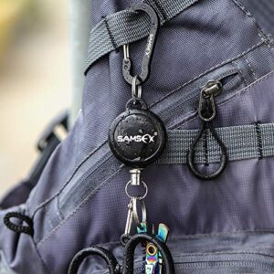 SAMSFX Fly Fishing Zinger Retractor for Anglers Vest Pack Tool Gear Assortment Combo 3pcs in Pack (Carabiner and Retractors, 24" Nylon Cord)