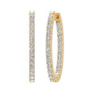 2 1/2 carat inside out diamond hoop earrings in 14k yellow gold (si1-si2 clarity)