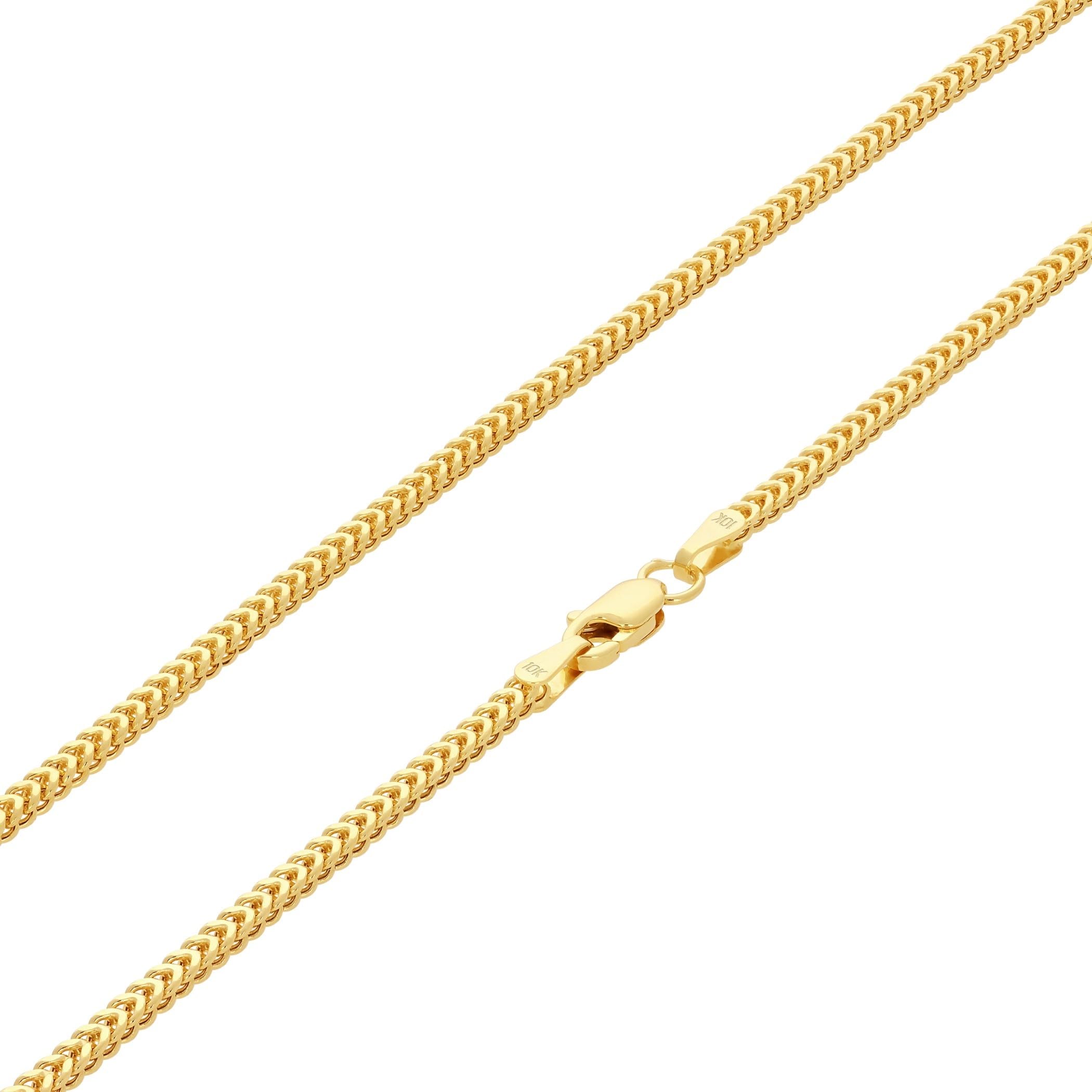 Nuragold 10k Yellow Gold 2mm Franco Chain Box Square Wheat Pendant Necklace, Mens Womens Jewelry 16" 18" 20" 22" 24" 26" 28" 30"