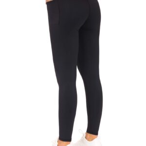 THE GYM PEOPLE Tummy Control Workout Leggings with Pockets High Waist Athletic Yoga Pants for Women Running, Fitness (Black-1, Large)