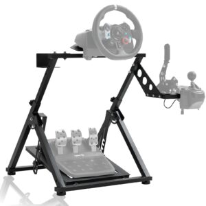 Hottoby Racing Simulator Cockpit Frame Adjustable Thick Circular Tube Fit for Logitech/Thrustmaster G29,G920,G923, T300RS race car seat Flexible Use of Legs,No Steering Wheel,Pedal,Shifter,Seat