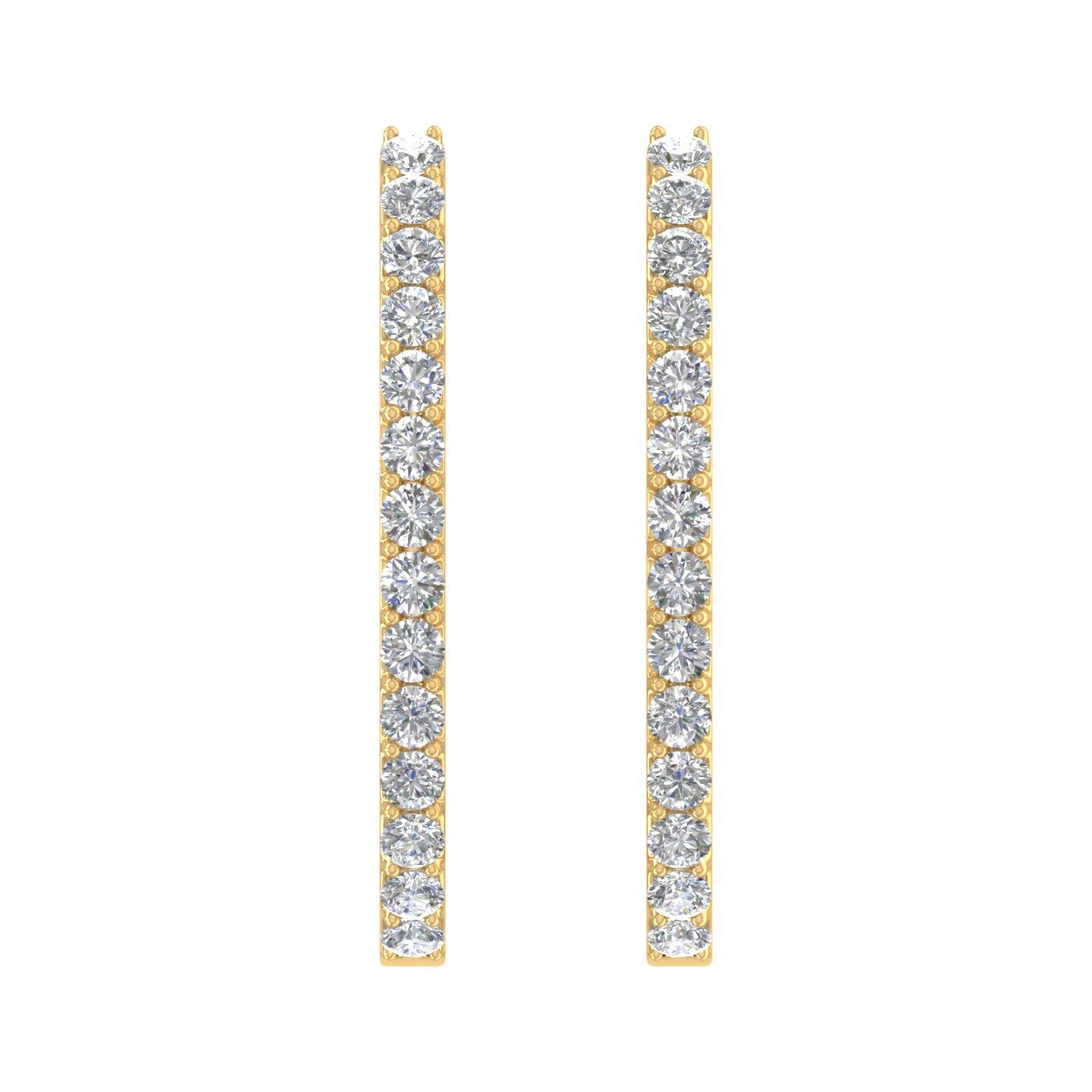 2 1/2 Carat Inside Out Diamond Hoop Earrings in 14K Yellow Gold (SI1-SI2 Clarity)