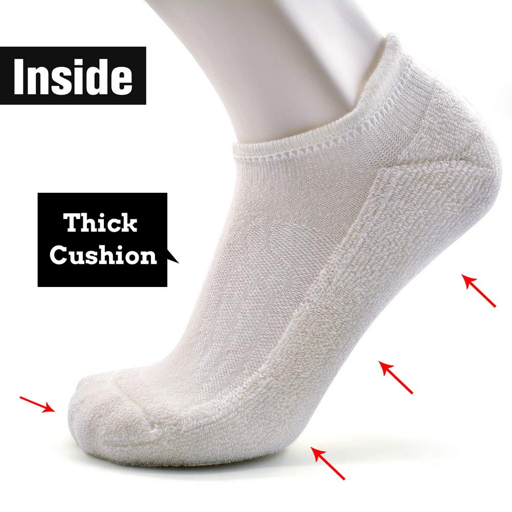 Busy Socks Winter Real Wool Socks Women, Ladies Autumn Fashion Ankle Merino Wool Sport Socks for Cycling Running Tennis Golf, White, Medium, 6 Pairs