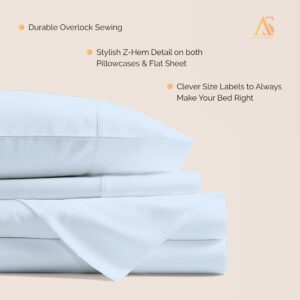 Ashton Sheets 100% Egyptian Cotton Sheets Queen Size - 800 Thread Count 4 PC Queen Sheet Set Egyptian Cotton, Sateen Luxury Sheets Queen Size, High Thread Count Sheets, 16" Deep Pocket - Light Blue