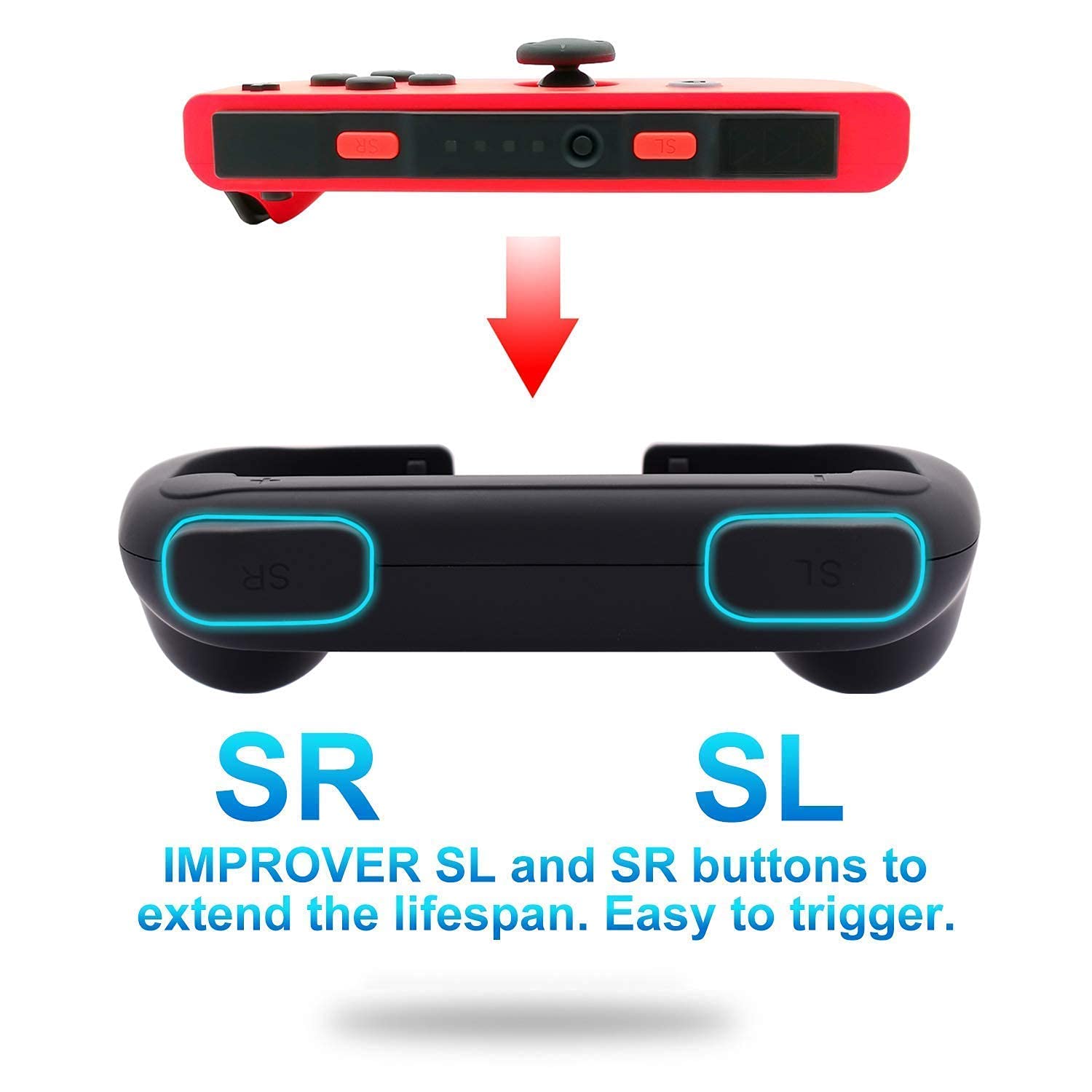 FASTSNAIL Charging Dock and 2 Pack Switch Grips Kit for Nintendo Switch Joy Con & OLED Model, Charger Stand Station with Charging Cable, Wear-Resistant Grip Controller with 6 Thumb Grip